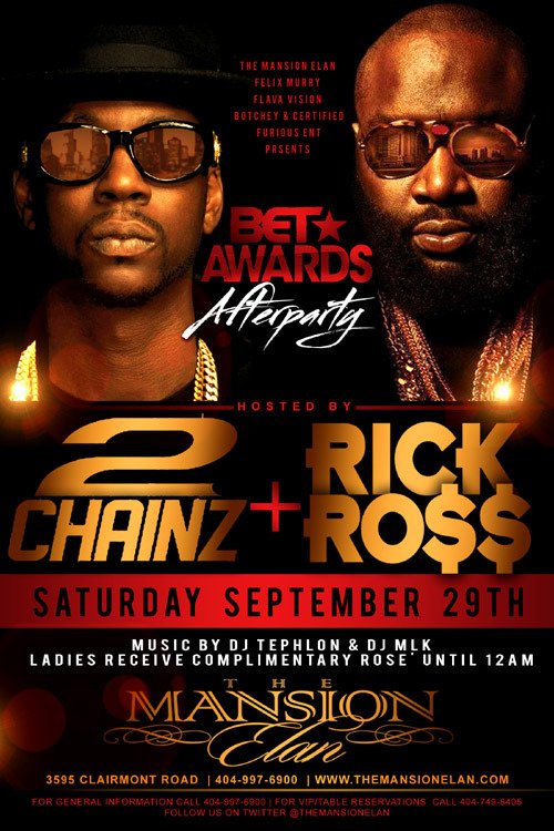 bet awards afterparty hosted by rick ross 2 chainz at the mansion mansion elan flyer