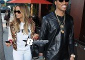 TI, Tiny, Ciara and Future exit Crustacean's restaurant in Beverly Hills