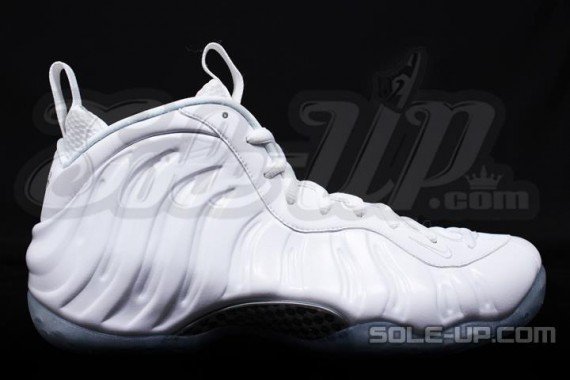 white foamposites with rainbow bottom