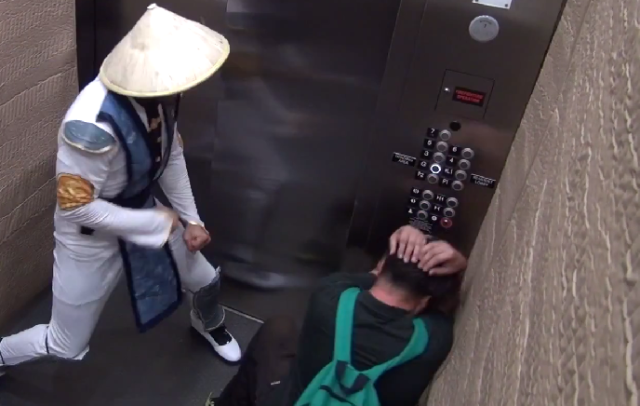 the mortal kombat elevator prank is back as raiden atlnightspots