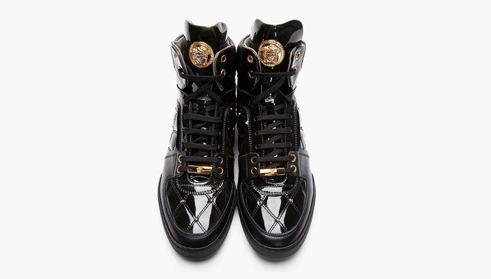 Versace Gold Medusa Quilted Black Patent Leather Sneakers – Atlnightspots